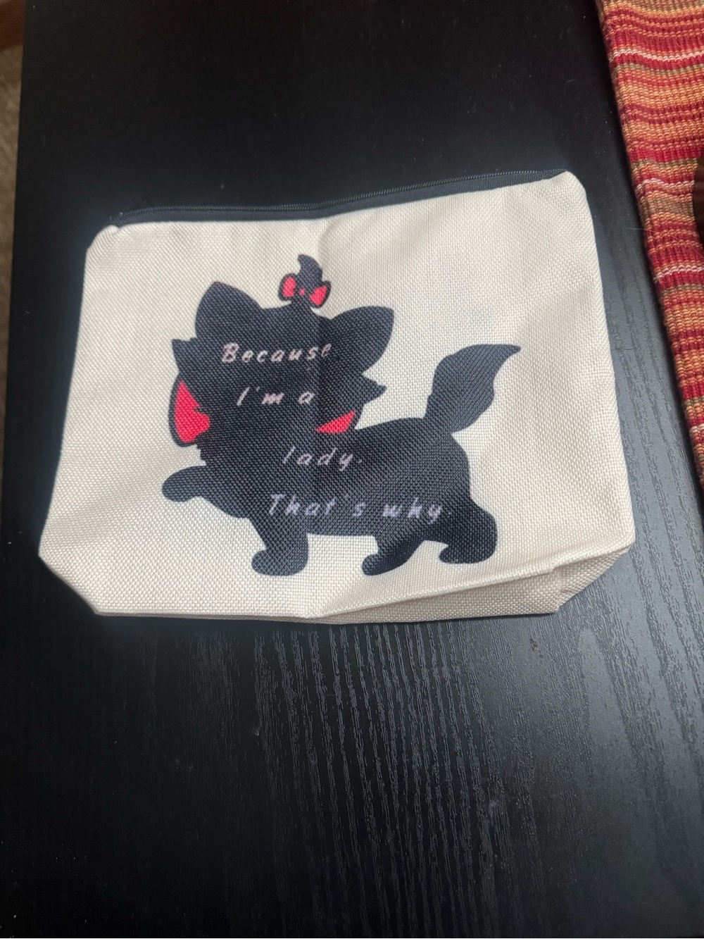 Cute Black Cat Canvas Pouch with Red Accents Disney aristocrats